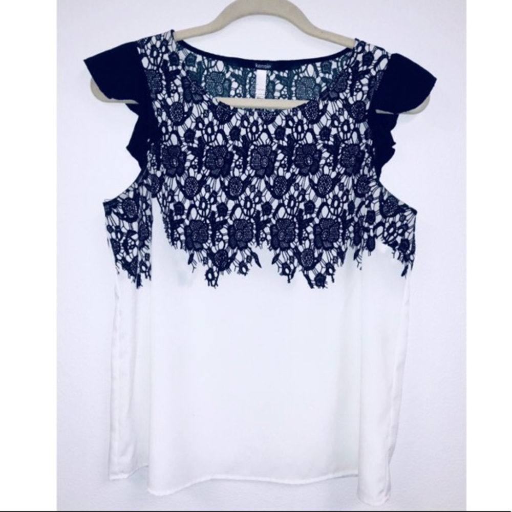 Black and White Embroidered Pattern Blouse